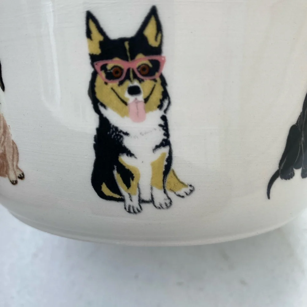 Dog Bowl with Cute Dog Illustrations